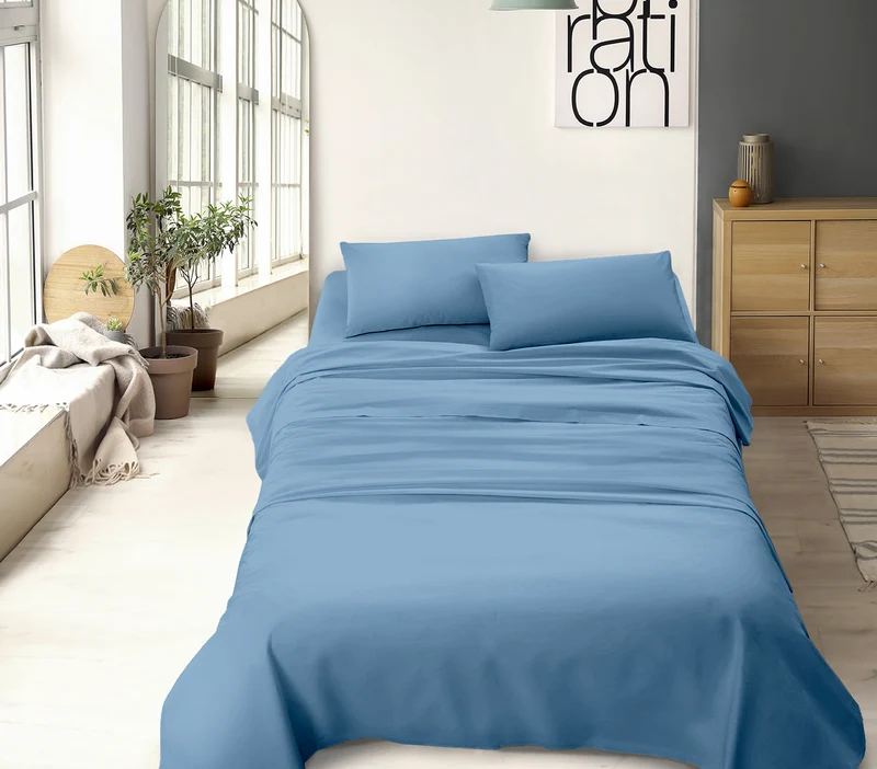 Completo Letto No Stiro Tinta Unita Effetto Raso con Angoli Elasticizzati Made in Italy Il Gruppone