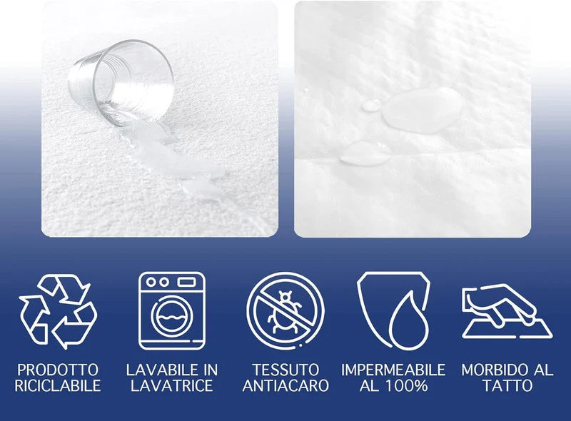 Coprimaterasso Impermeabile in Jersey Microtraspirante Barriera Liquidi con Angoli Elasticizzati Il Gruppone