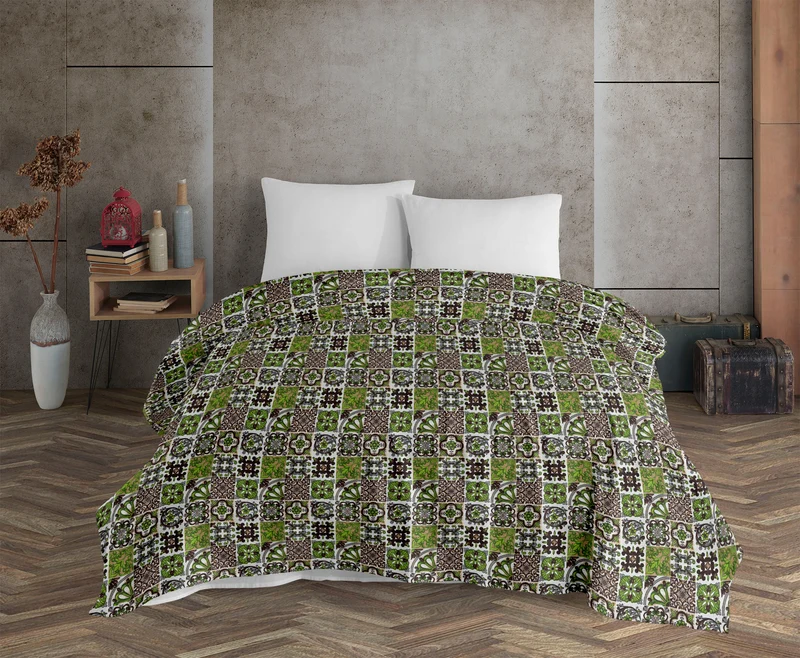 Copriletto Telo Arredo Multiuso in Cotone Panama Fantasia Maioliche Made in Italy Il Gruppone