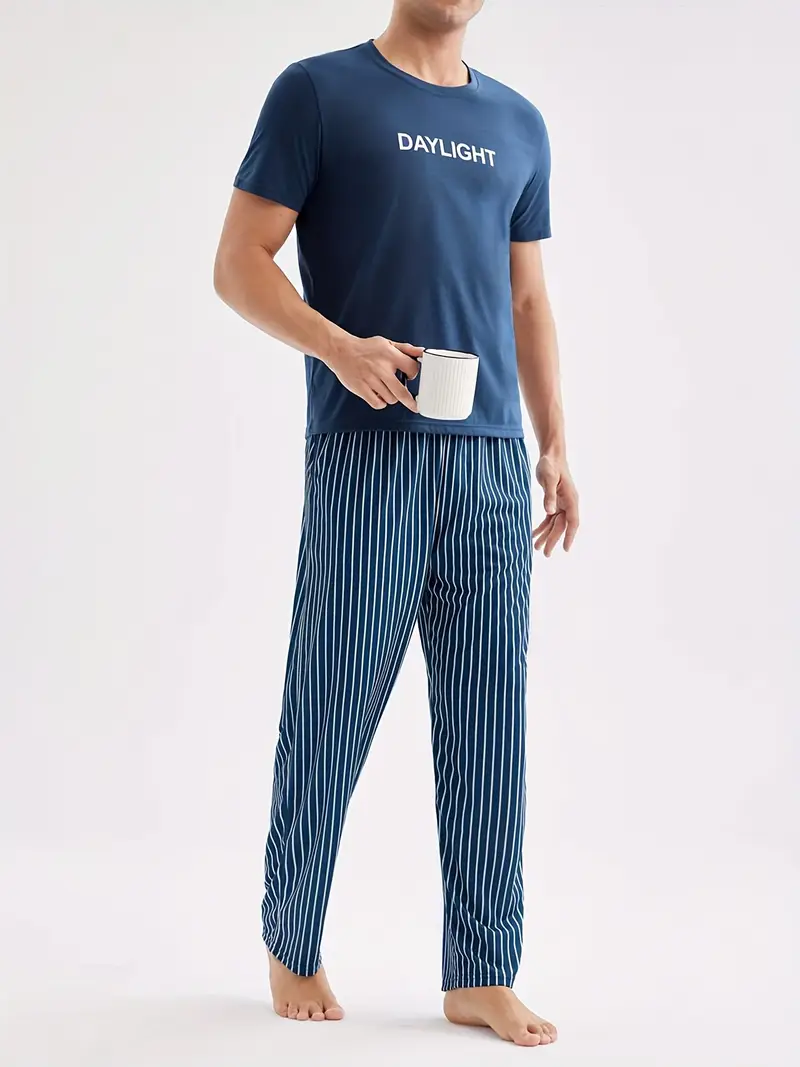 Zander - Set aus kurzärmligem Hemd und gestreifter Hose für Herren