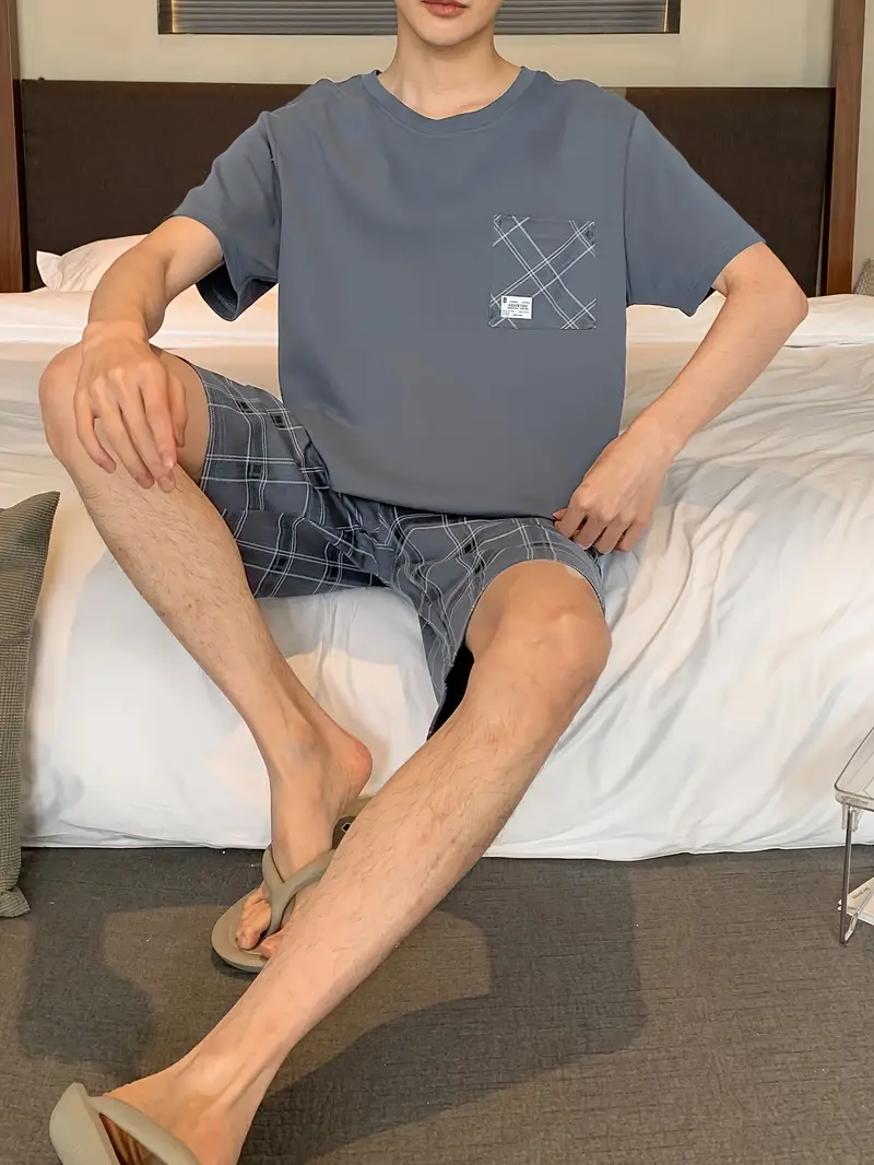 Troy - Kurzärmliges Loungewear- und Shorts-Set aus Baumwolle für Herren
