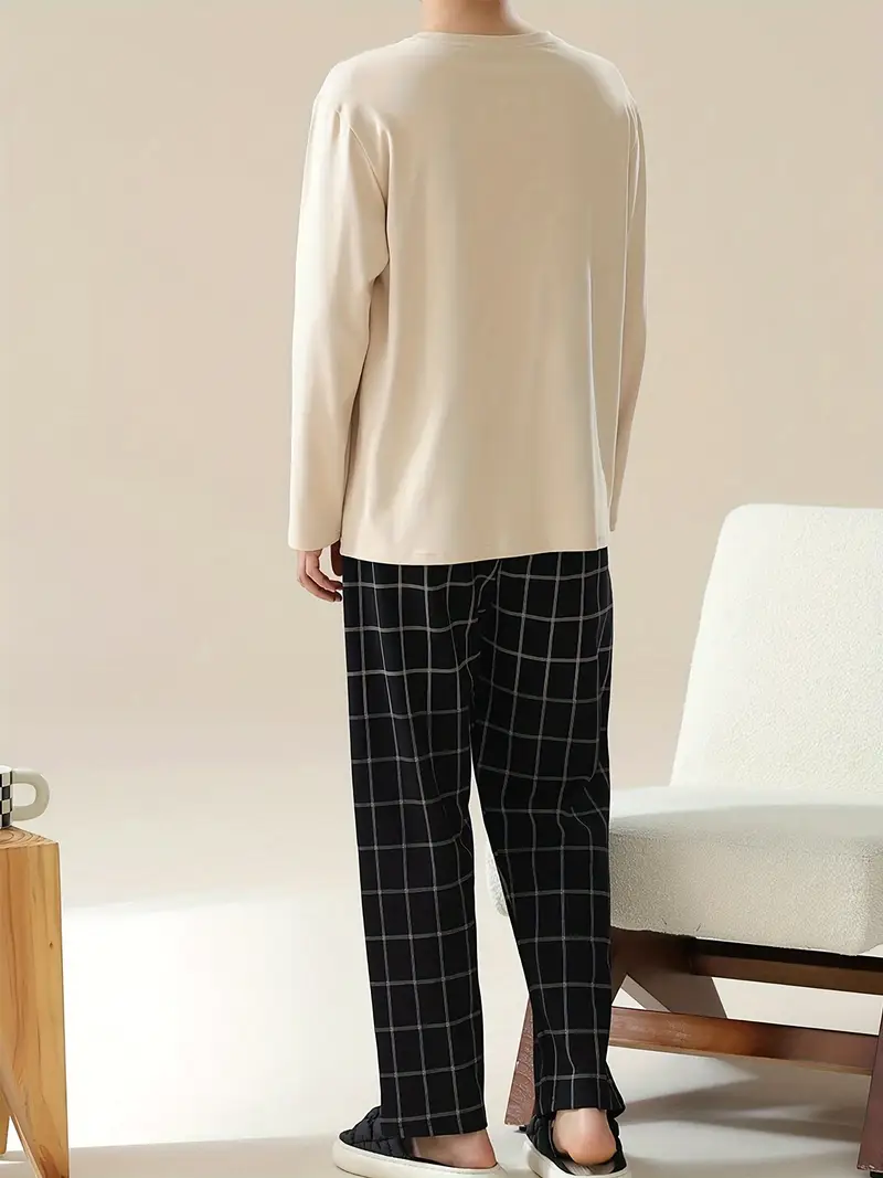 Wilder - Pyjama-Set für Herren mit Rundhalsausschnitt, langärmeligem Pullover und Hose