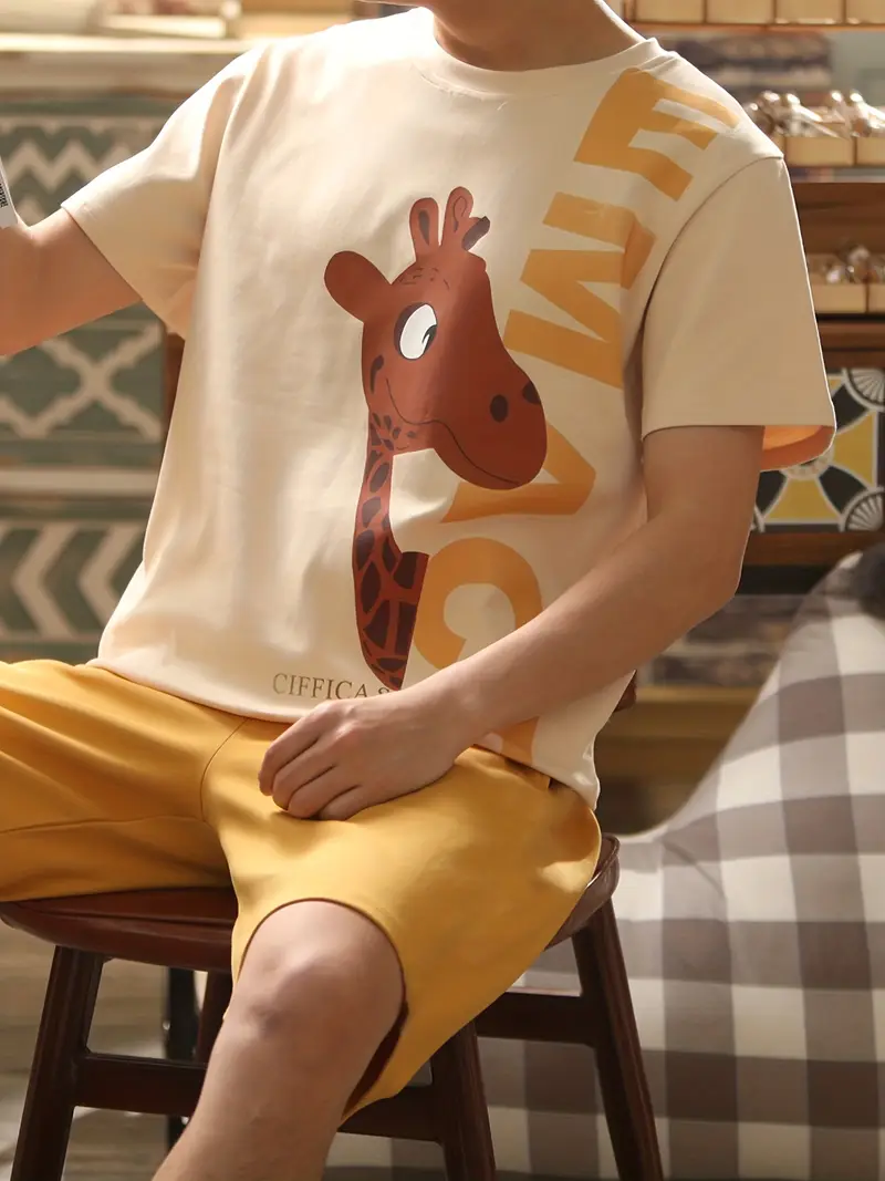 Damien - Modisches Pyjama-Set mit Cartoon-Print für Herren
