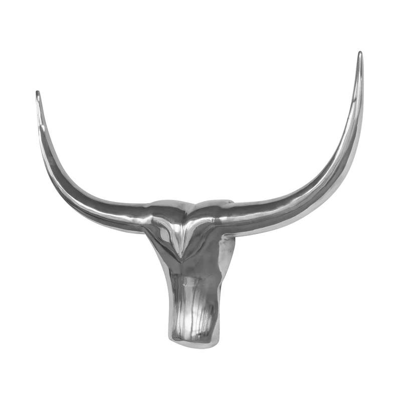 Stierschädel poliertes Aluminium 52x40cm Trophäe Wanddeko massiv