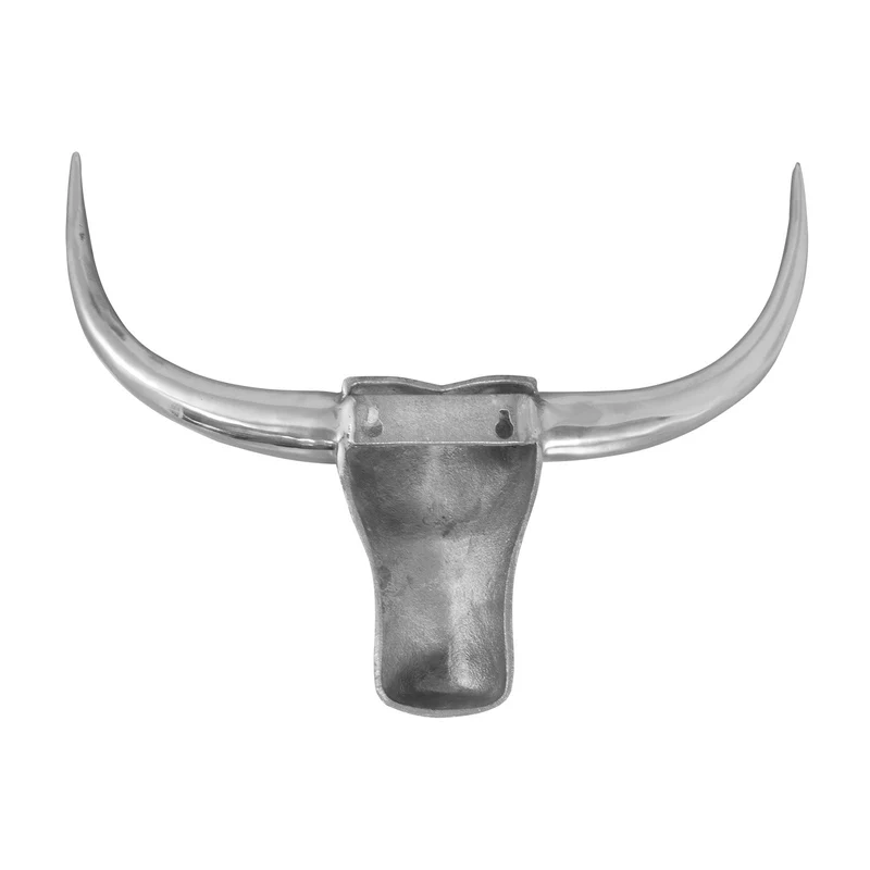 Stierschädel poliertes Aluminium 52x40cm Trophäe Wanddeko massiv