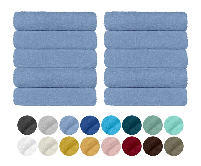 Set 10 Asciugamani Professionali in Spugna di Cotone 50×95 cm Tinta Unita 350 g Il Gruppone