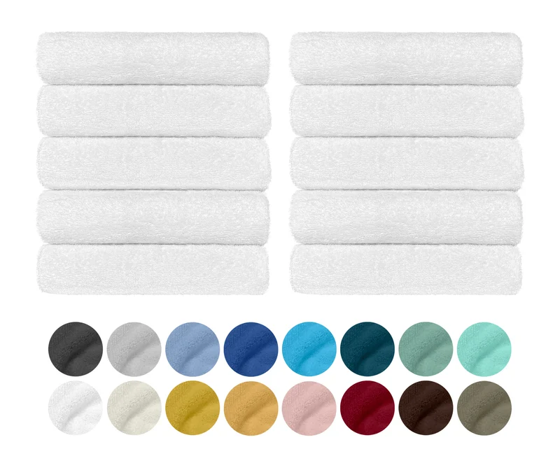 Set 10 Asciugamani Professionali in Spugna di Cotone 50×95 cm Tinta Unita 350 g Il Gruppone