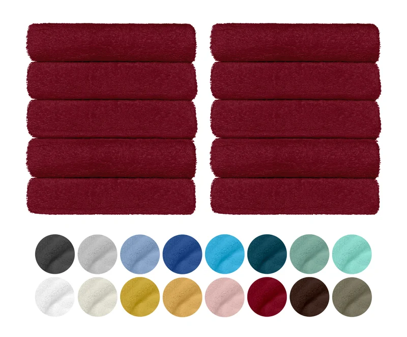 Set 10 Asciugamani Professionali in Spugna di Cotone 50×95 cm Tinta Unita 350 g Il Gruppone