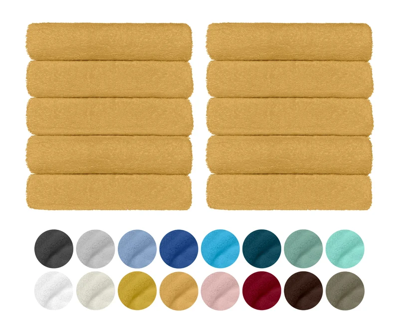Set 10 Asciugamani Professionali in Spugna di Cotone 50×95 cm Tinta Unita 350 g Il Gruppone