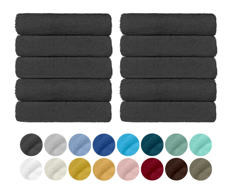 Set 10 Asciugamani Professionali in Spugna di Cotone 50×95 cm Tinta Unita 350 g Il Gruppone