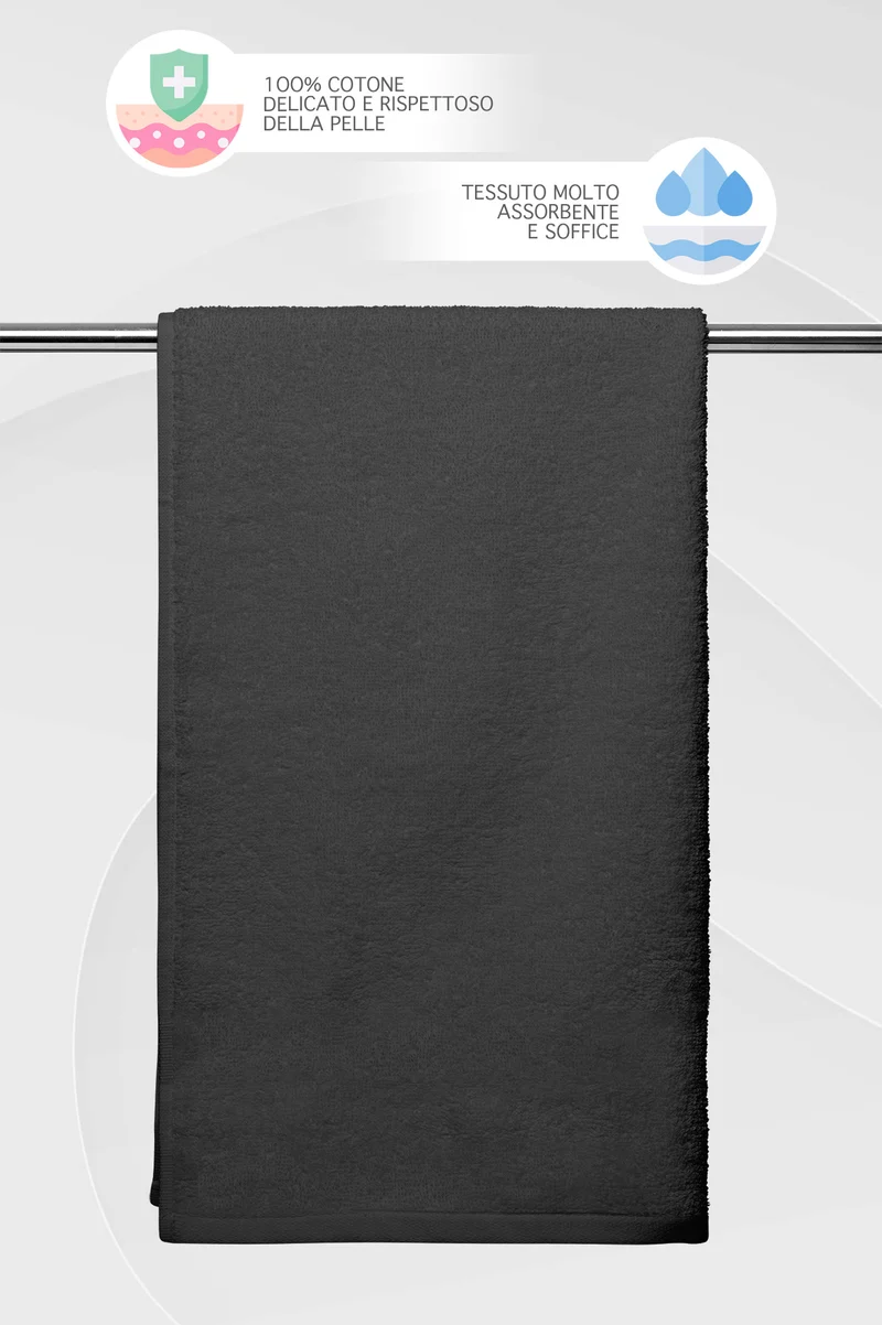 Set 10 Asciugamani Professionali in Spugna di Cotone 50×95 cm Tinta Unita 350 g Il Gruppone