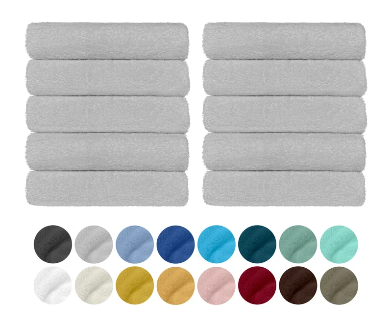 Set 10 Asciugamani Professionali in Spugna di Cotone 50×95 cm Tinta Unita 350 g Il Gruppone