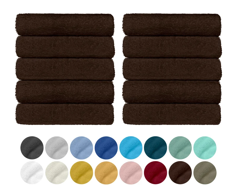 Set 10 Asciugamani Professionali in Spugna di Cotone 50×95 cm Tinta Unita 350 g Il Gruppone