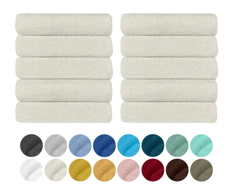 Set 10 Asciugamani Professionali in Spugna di Cotone 50×95 cm Tinta Unita 350 g Il Gruppone