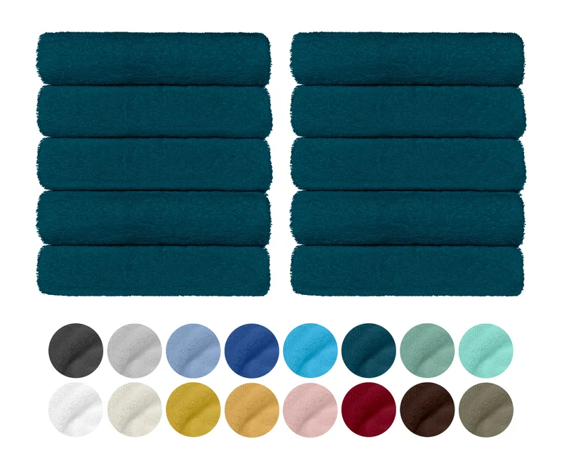 Set 10 Asciugamani Professionali in Spugna di Cotone 50×95 cm Tinta Unita 350 g Il Gruppone