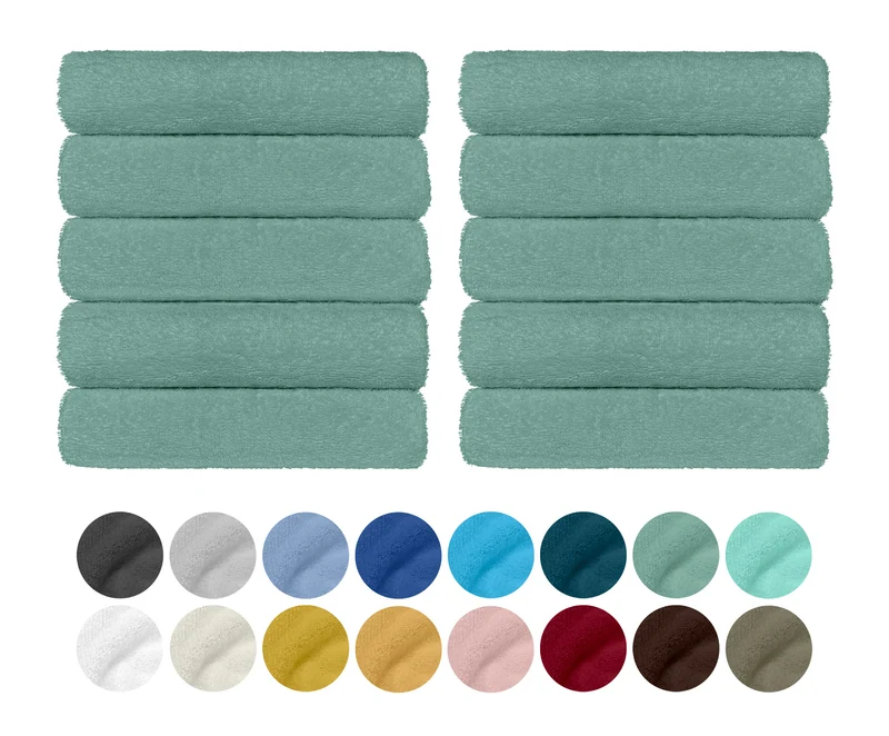 Set 10 Asciugamani Professionali in Spugna di Cotone 50×95 cm Tinta Unita 350 g Il Gruppone