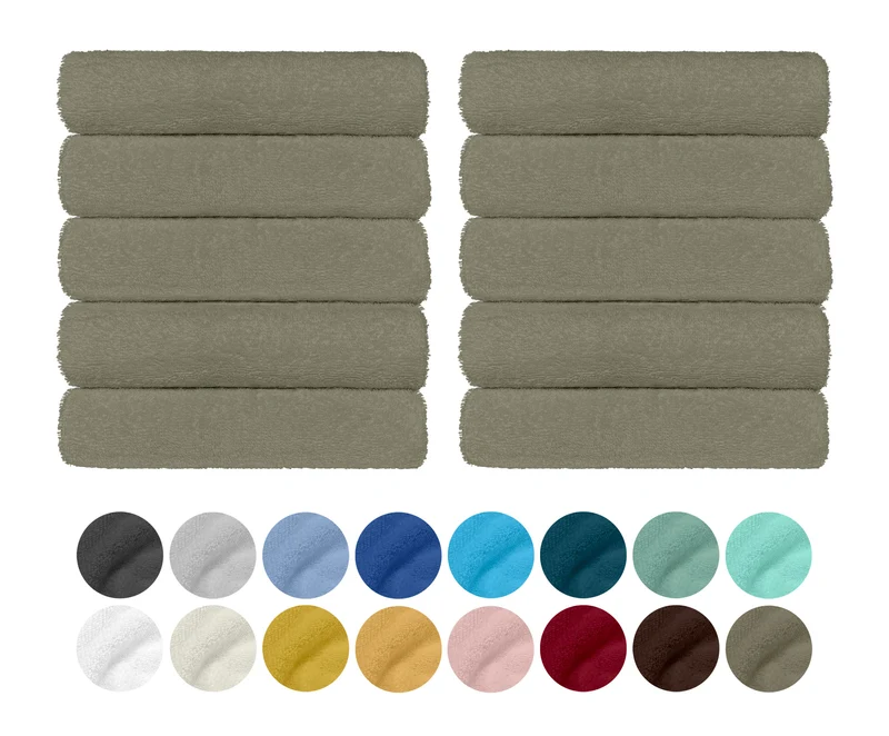 Set 10 Asciugamani Professionali in Spugna di Cotone 50×95 cm Tinta Unita 350 g Il Gruppone
