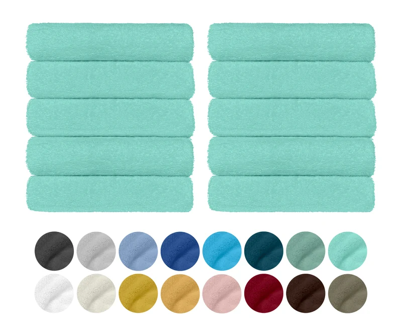 Set 10 Asciugamani Professionali in Spugna di Cotone 50×95 cm Tinta Unita 350 g Il Gruppone