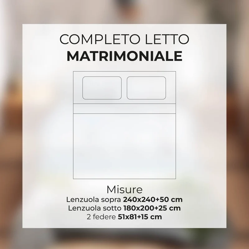 Completo Lenzuola Matrimoniale In Cotone Con Stampa Digitale