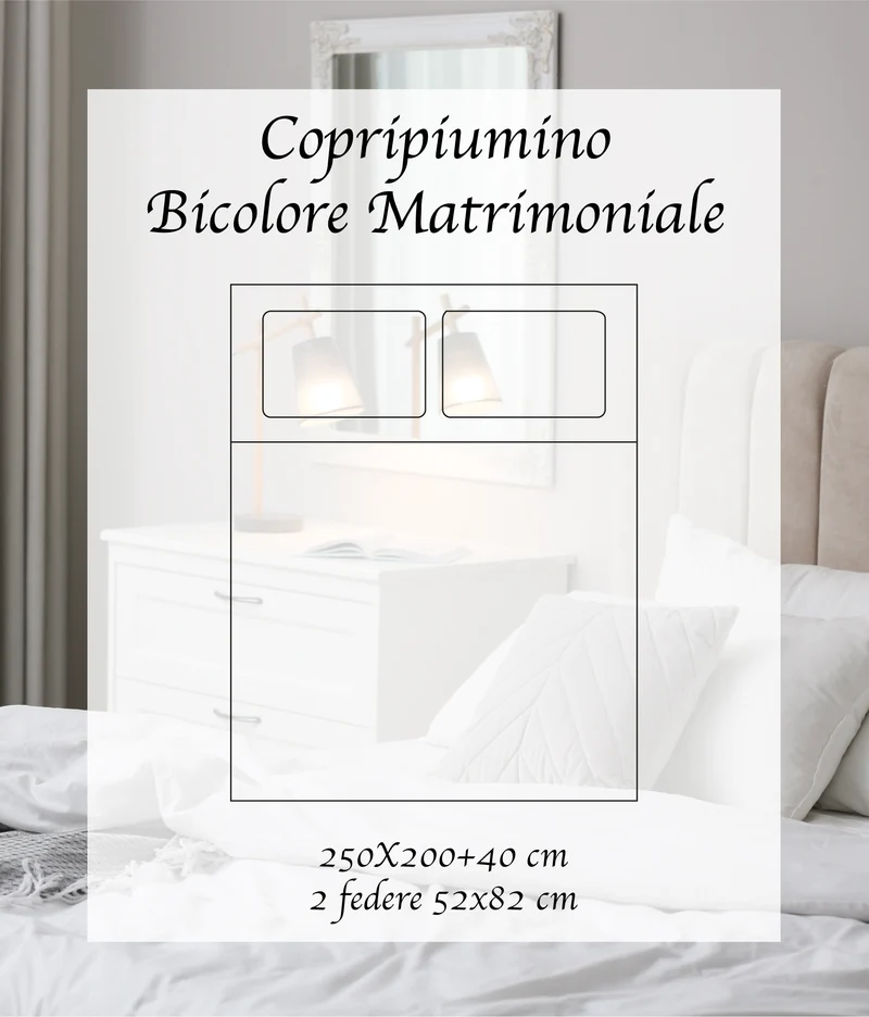 Parure Copripiumino Bicolore in Cotone di Flanella Felpata Il Gruppone