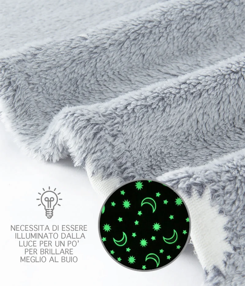 Coperta Night Glow in Pile 240 g/mq con Effetto Luminescente Il Gruppone