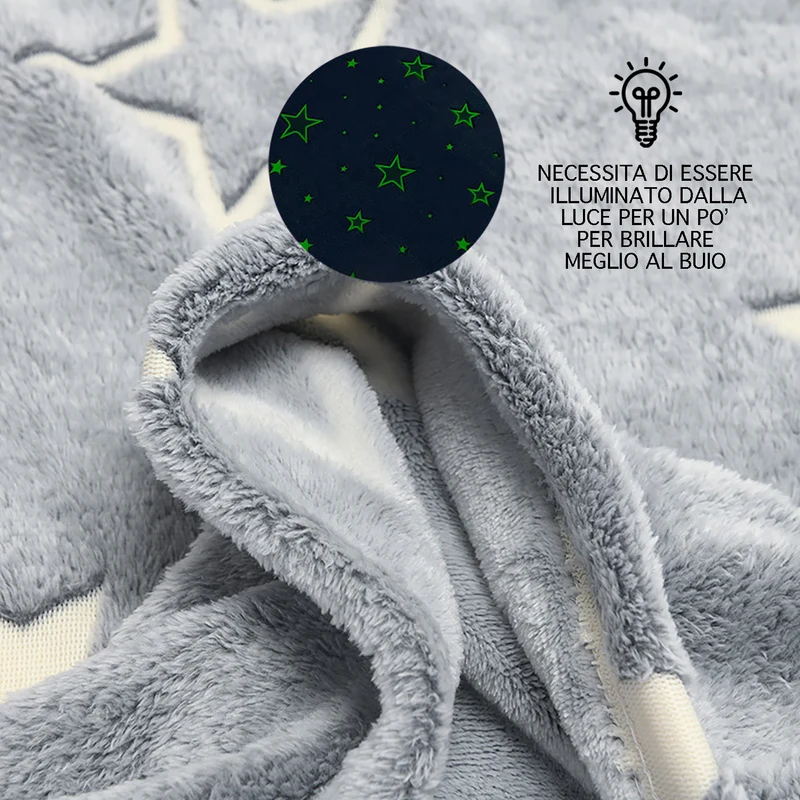 Coperta Night Glow in Pile 240 g/mq con Effetto Luminescente Il Gruppone