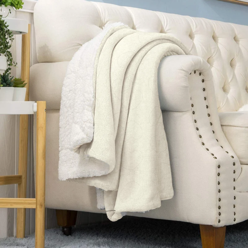 Coperta Invernale Pile Sherpa Effetto Pelliccia Morbida con Motivo Cuori Il Gruppone