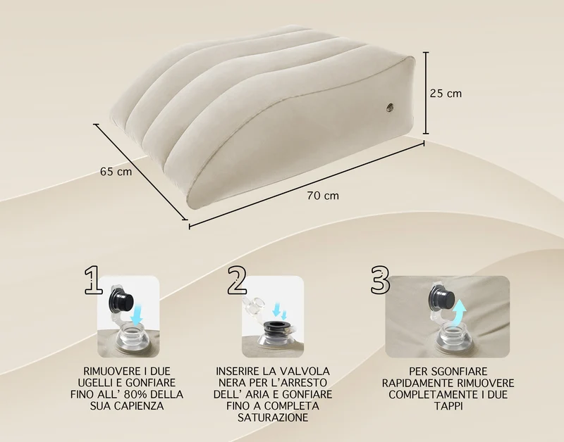 Cuscino Gonfiabile Alza Gambe Ergonomico per Circolazione e Gonfiore Il Gruppone