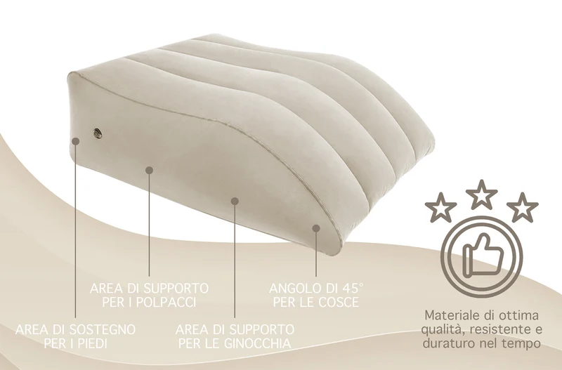 Cuscino Gonfiabile Alza Gambe Ergonomico per Circolazione e Gonfiore Il Gruppone