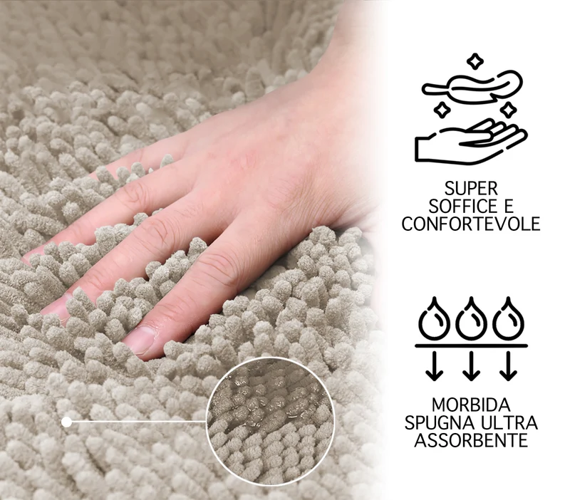 Tappeto Bagno in Microfibra Super Soffice Antiscivolo Assorbente Il Gruppone
