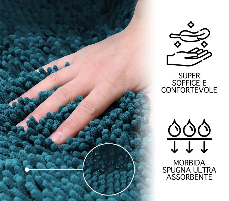 Tappeto Bagno in Microfibra Super Soffice Antiscivolo Assorbente Il Gruppone