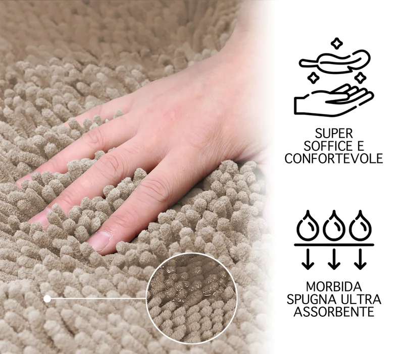 Tappeto Bagno in Microfibra Super Soffice Antiscivolo Assorbente Il Gruppone