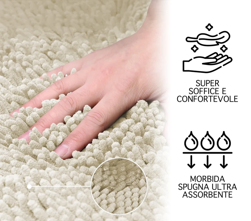 Tappeto Bagno in Microfibra Super Soffice Antiscivolo Assorbente Il Gruppone
