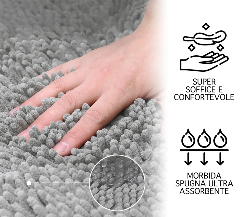 Tappeto Bagno in Microfibra Super Soffice Antiscivolo Assorbente Il Gruppone