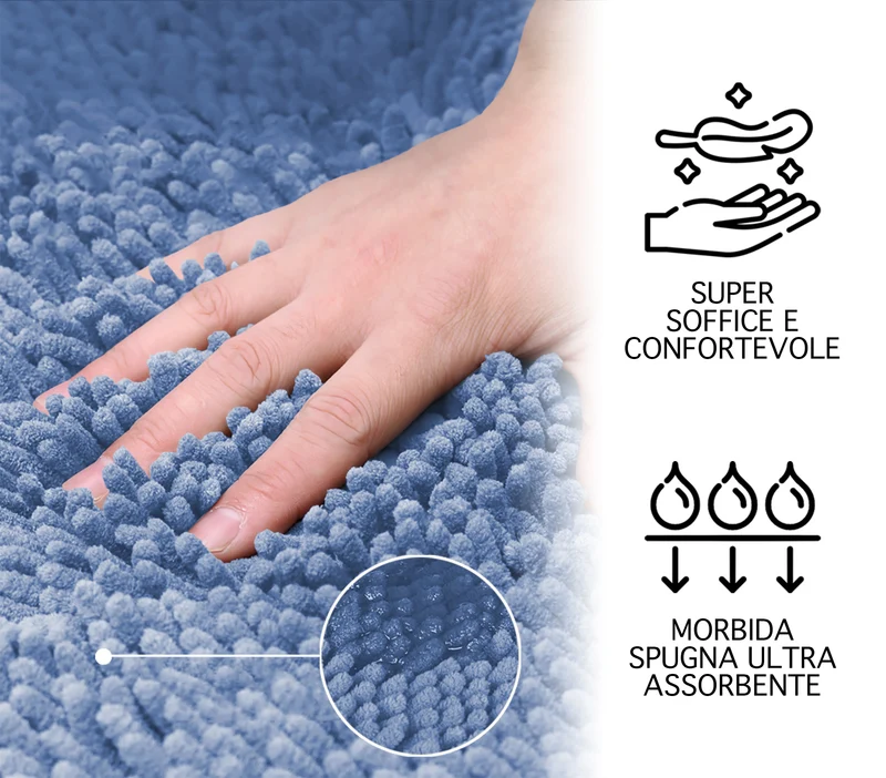 Tappeto Bagno in Microfibra Super Soffice Antiscivolo Assorbente Il Gruppone