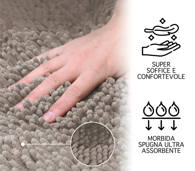 Tappeto Bagno in Microfibra Super Soffice Antiscivolo Assorbente Il Gruppone