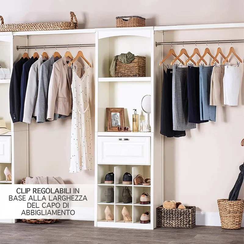 Grucce In Legno Naturale Con Clip Regolabili 10 Pezzi Appendino Il Gruppone