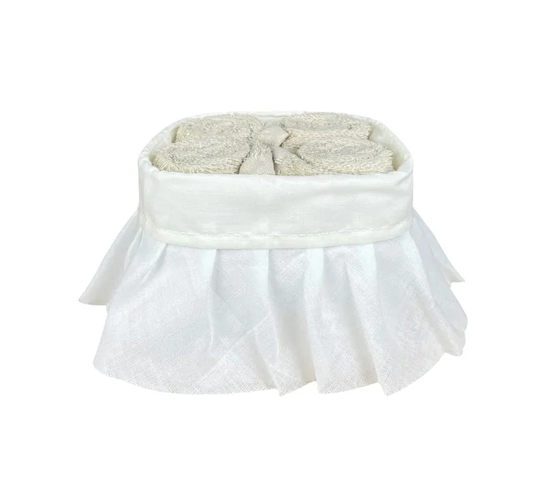Cestino Con Lavette Ospiti in Cotone 30 x 30 Cm Spugna Bagno
