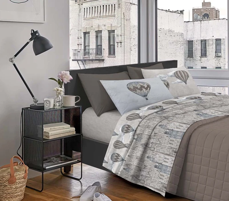 Completo Letto Stampato in Cotone Made in Italy Dis.Polare-Volare Il Gruppone