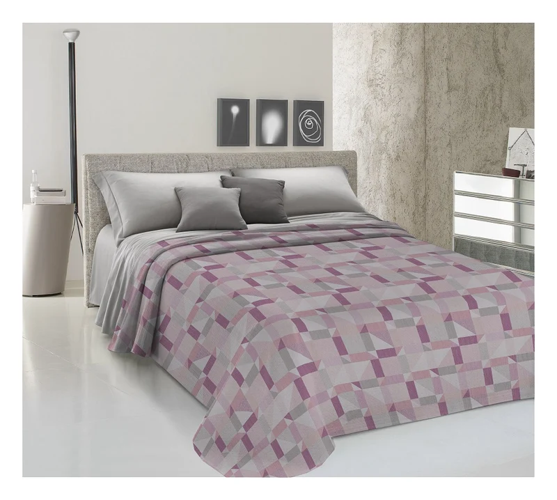Copriletto Estivo in Cotone Piquet Fantasia Geometrica Made in Italy Il Gruppone