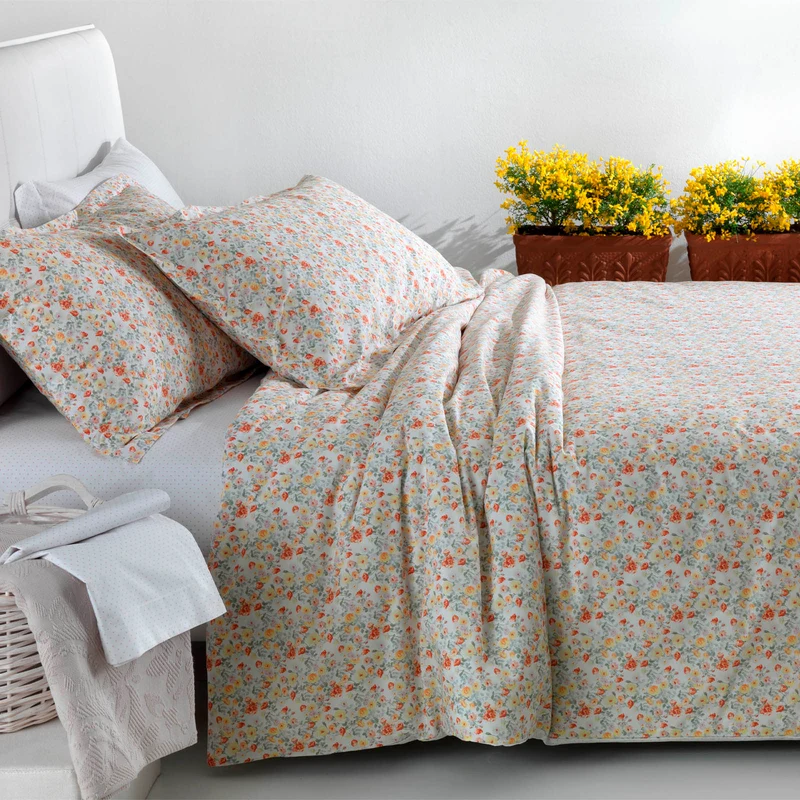 Copripiumino con federe bouquet Floreale in Percalle