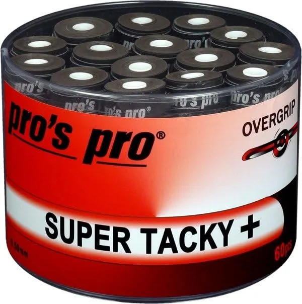 Generisch Pro's Pro 60 STK. Super Tacky Plus Overgrip - für Tennis, Badminton, Padel, Squash Schwarz