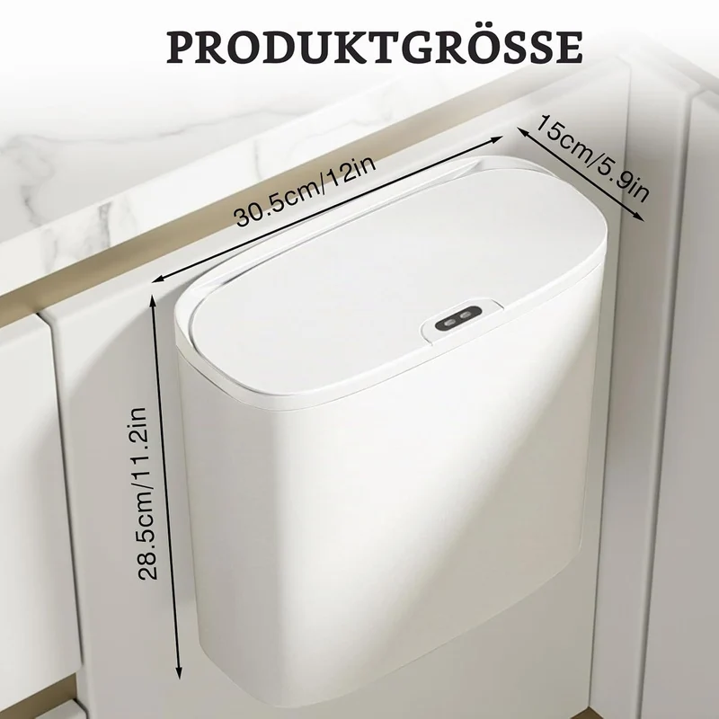 Automatischer Mülleimer 12L mit Sensor – Wandmontage & Freistehend, Elektrischer Abfalleimer mit Dec