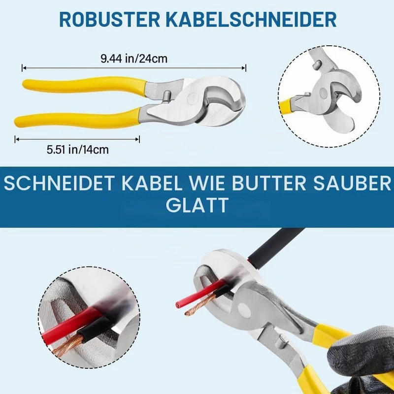 TEENO Hydraulische Crimpzange 10T und Kabelschneider Hydraulische Kabelschuhe Crimper 12 bis 2/0 AWG
