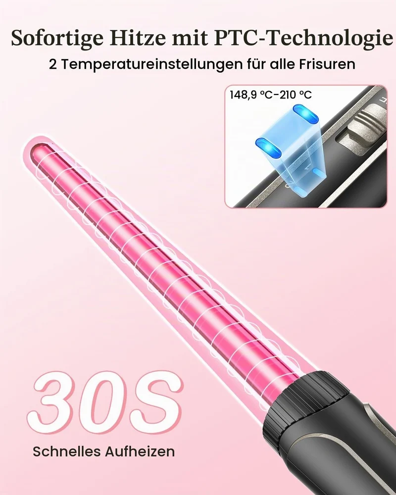 Lockenstab set 5 in 1 Welleneisen - Lockenstäbe 3 Fässer für Grosse Keine Locken Keramik Lockenwickl