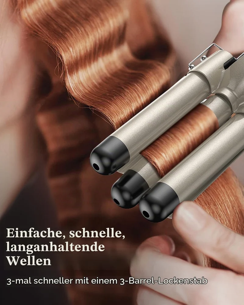 Lockenstab set 5 in 1 Welleneisen - Lockenstäbe 3 Fässer für Grosse Keine Locken Keramik Lockenwickl