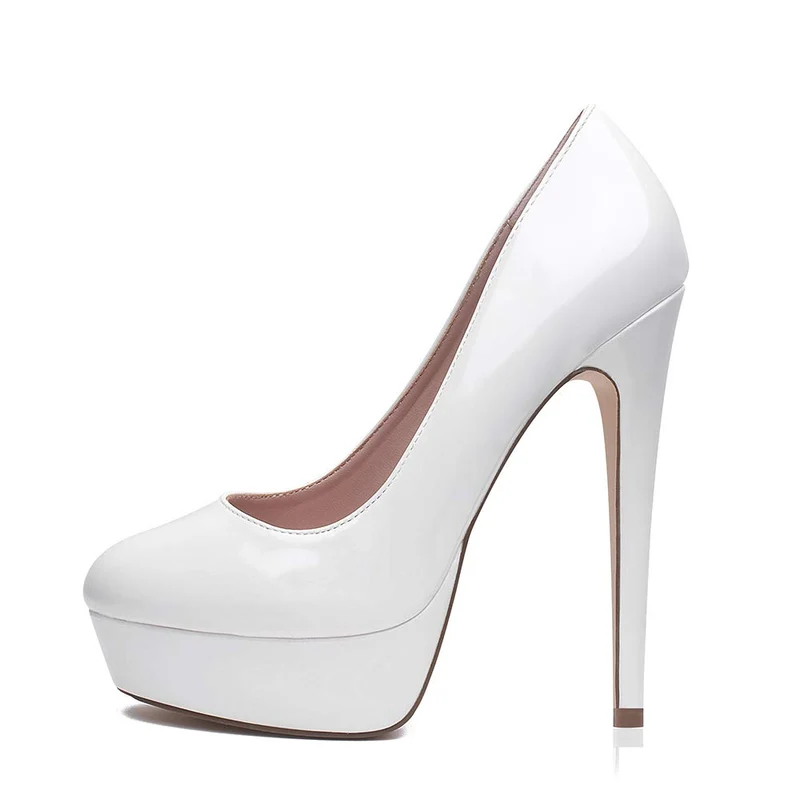 Zhabtuc Damen Plateau Pumps Geschlossen Runde Zeh High Heels 14cm Klassische Party Abschlussball Hoc