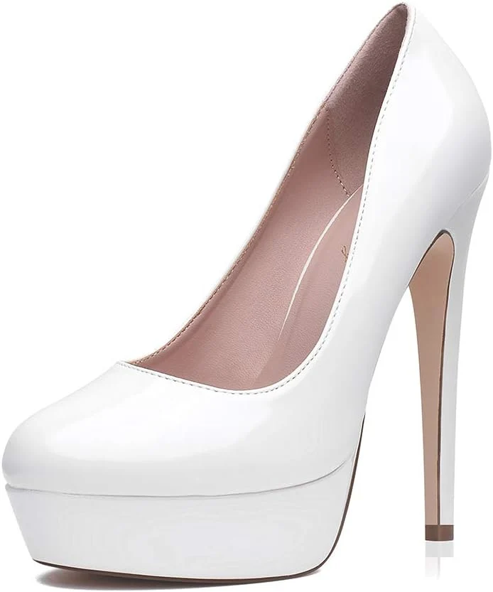 Zhabtuc Damen Plateau Pumps Geschlossen Runde Zeh High Heels 14cm Klassische Party Abschlussball Hoc