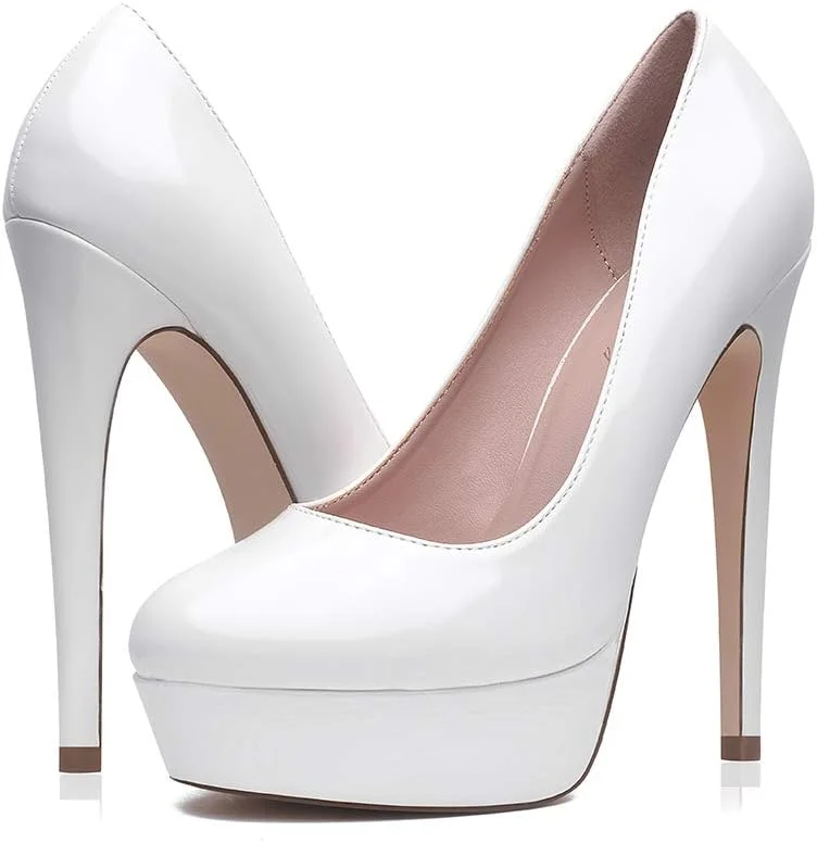 Zhabtuc Damen Plateau Pumps Geschlossen Runde Zeh High Heels 14cm Klassische Party Abschlussball Hoc