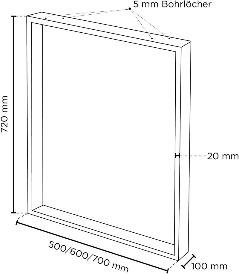 sossai® XXL Stahl Tischkufen TKK3 | Rahmenprofil: 100 mm x 20 mm | Breite 50 cm x Höhe 72 cm | Farbe